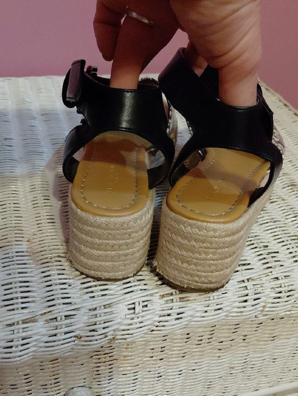 Snake-Print Espadrille Platform Sandals with Black Ankle Strap